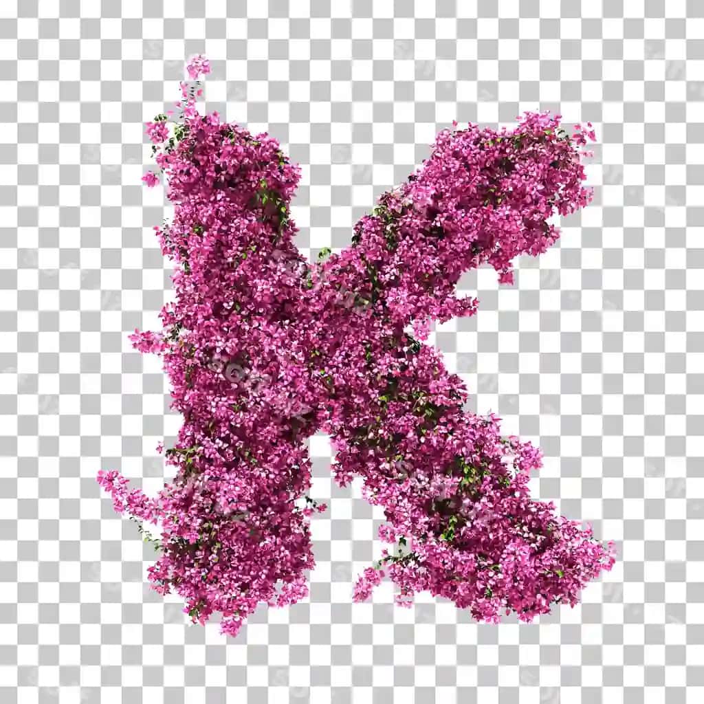 3D render bougainvillea k harfi | 3d rendering bougainvillea letter k