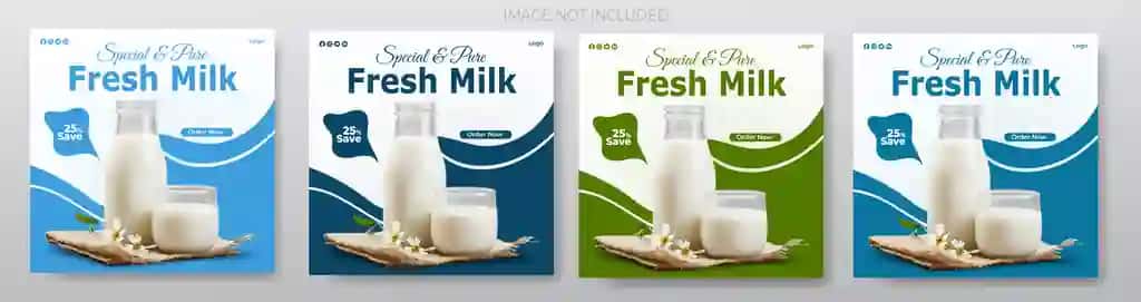 Sut fermalari sut sotish ijtimoiy media post shablon instagram | Dairy farm products milk sale social media post template instagram