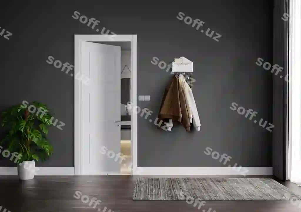 Oq eshik oq freym bilan ko'ylak rafti degan so'zlar bilan | White door with white frame white door that says coat rack