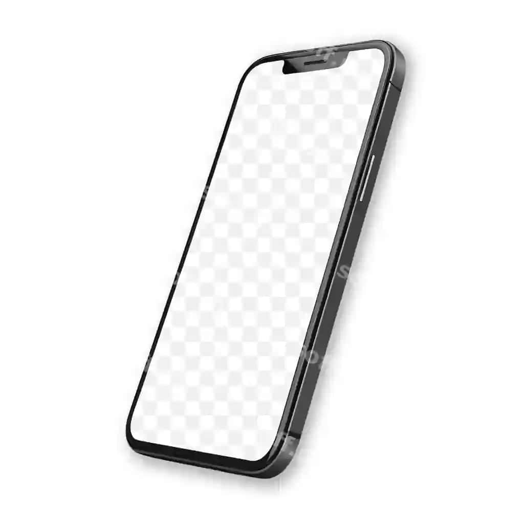 Shaffof ekranli real maketga ega zamonaviy oval burchakli smartfon | Modern oval notch smartphone with transparent screen realistic mockup