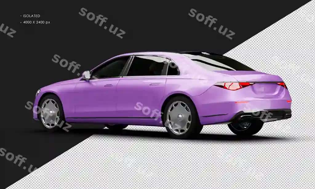 Ajralgan realistik metalik binafsha eksklyuziv to'liq o'lcham luks sedan | Isolated realistic metallic purple exclusive full size luxury sedan