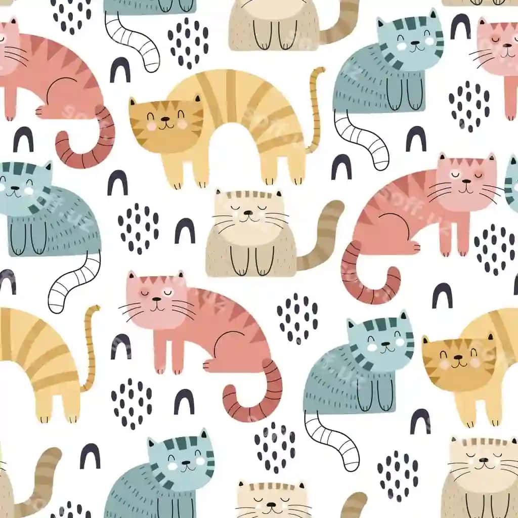 Multfilm mushuklari bilan choksiz naqsh | Seamless pattern with cartoon cats