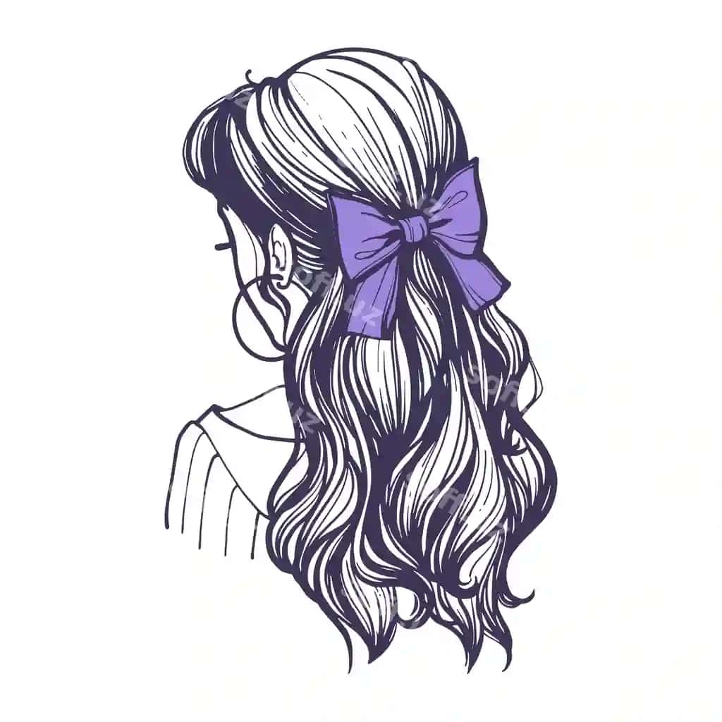 Binafsharang kamonli uzun sochlar chiroyli ayol soch turmagi | Hairstyle with purple bow long hair beautiful female hairstyle with