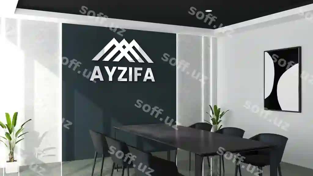 3d logo mockup zamonaviy ofis uchrashuv xonasi | 3d logo mockup modern office meeting room