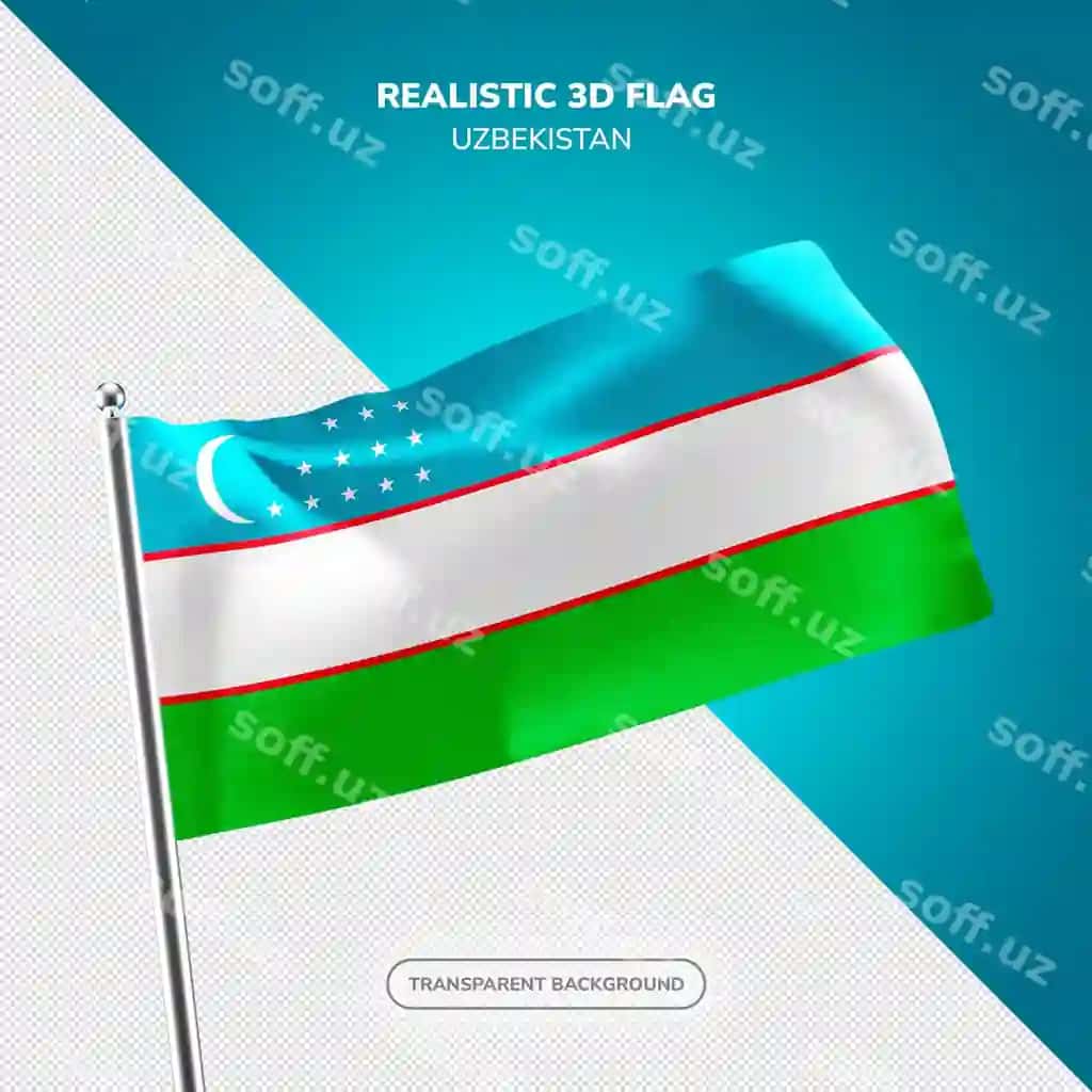 Psd o'zbekiston realistik 3D bayroq ko'rsatish | Psd uzbekistan realistic 3d flag render