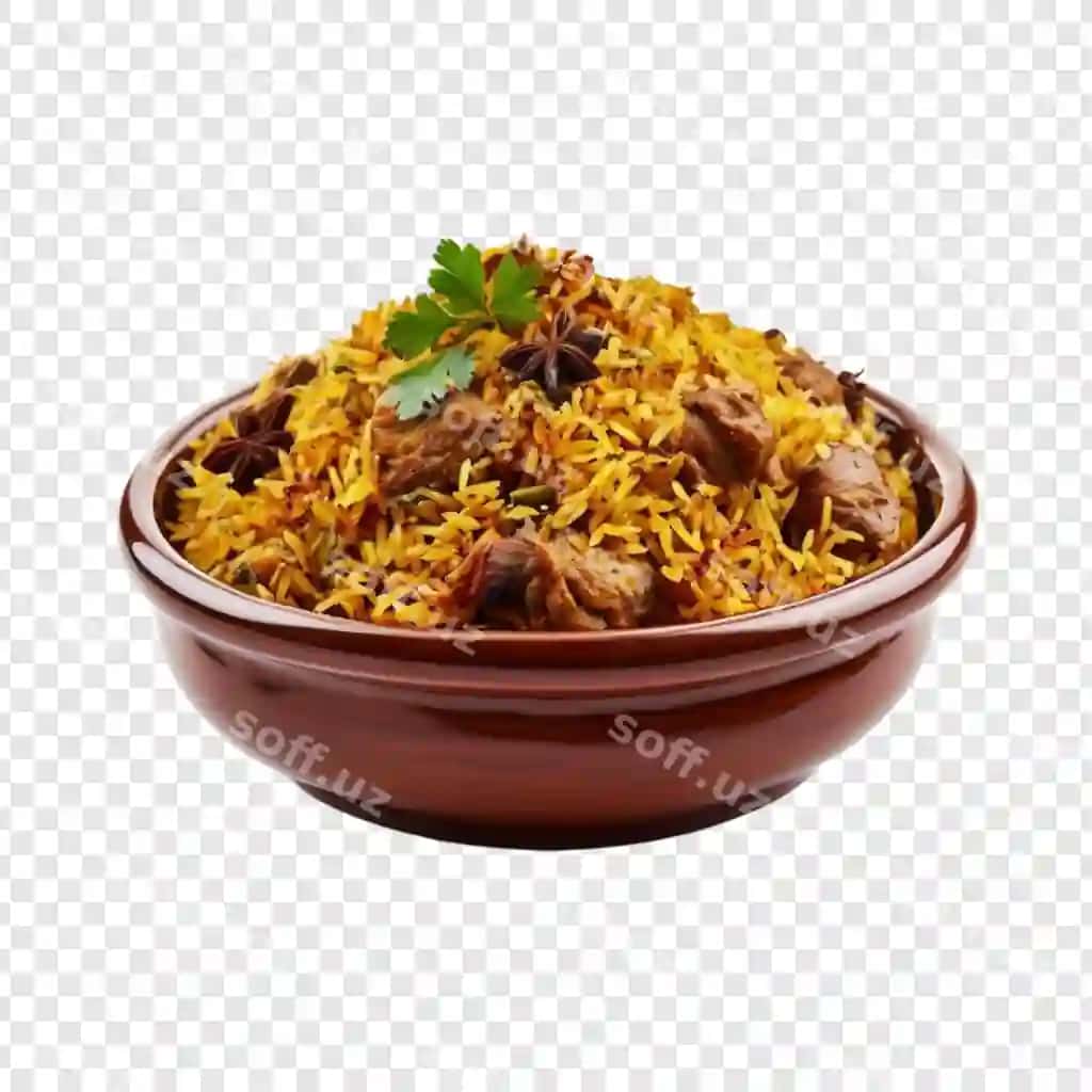 Mazali qo'y go'shti biryani jigarrang idishi, xushbo'y ziravorlar | Delicious mutton biryani brown bowl aromatic spices