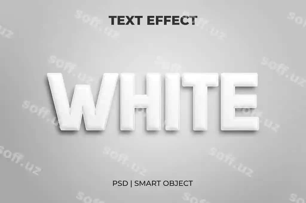 Oq qalin 3D matn effekti | White bold 3d text effect