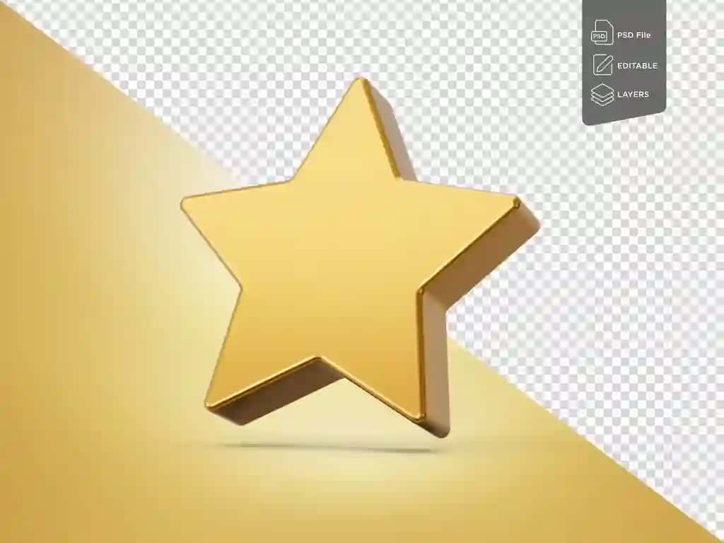 Oltin yulduz belgisi izolyatsiya qilingan fon 3D illyustratsiyasi | Golden star icon isolated background 3d illustration