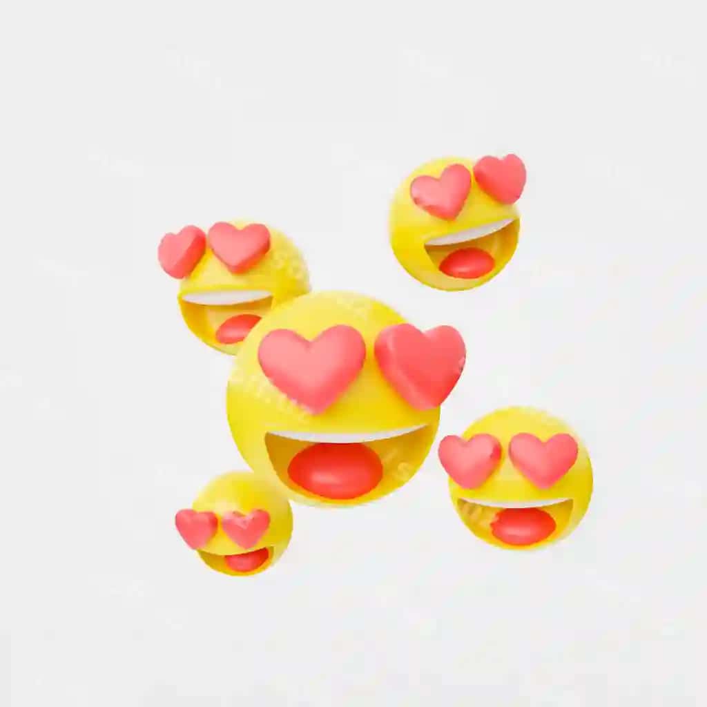 3d emoji yurak shaklidagi ko'zlari oq fonda | 3d emojis with heart shaped eyes against white background