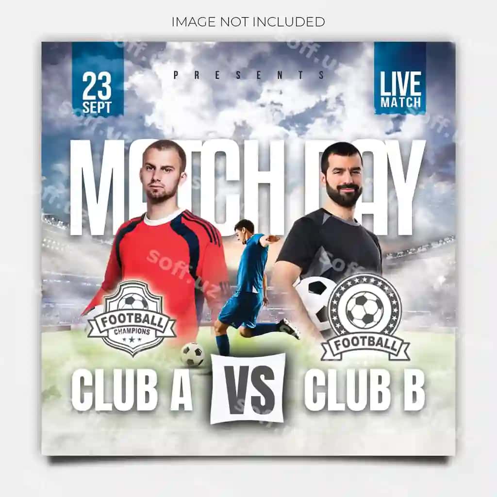 Futbol o'yini jadvali ijtimoiy media banner shabloni | Soccer football match schedule social media banner template