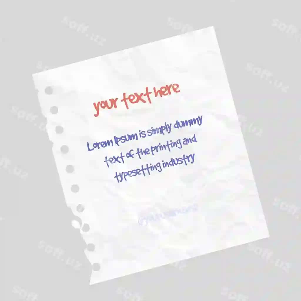 Psd g'ijimlangan qog'oz maketi shaffof fon | Psd crumpled paper mockup transparent background
