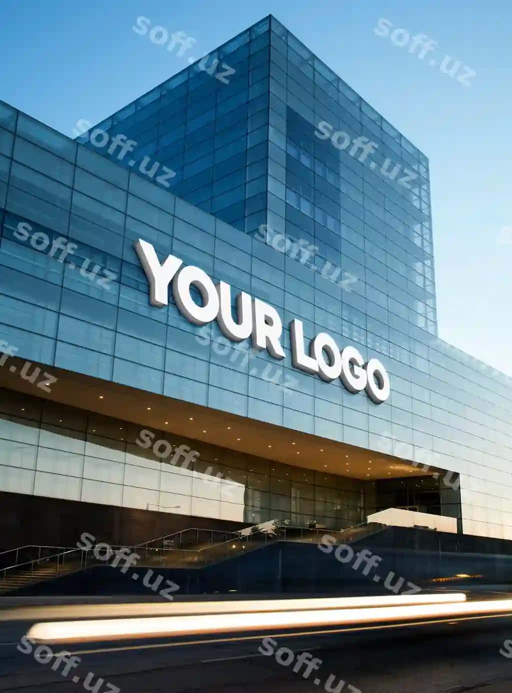 3 o'lchovli bino shaxtalari logo namunasi | 3d signage building logo mockup