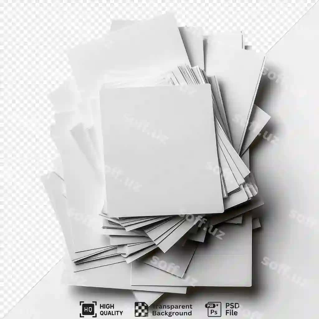Oq konvert fokusli shaffof fon bilan qoplangan indeks kartalari | Index cards stacked with white envelope focus transparent background