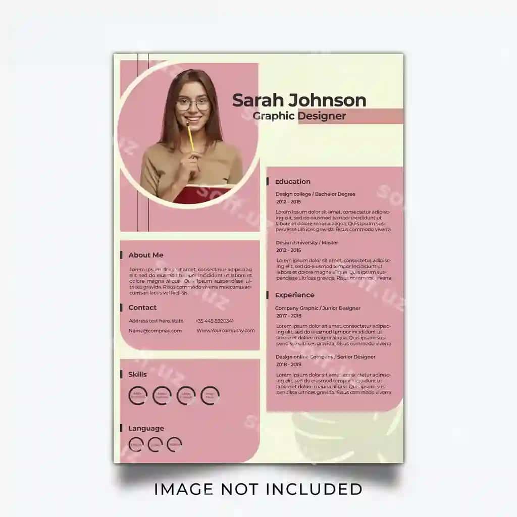 Professional zamonaviy minimal rezyume CV shabloni | Professional modern minimal resume cv template