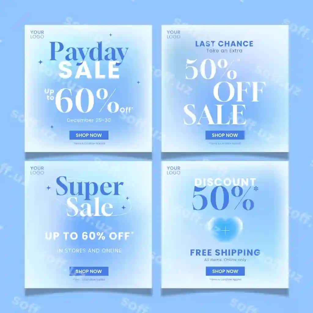 Zamonaviy gradient chegirmasi do'kon sotsial media posti | Modern gradient promotion sale store social media post