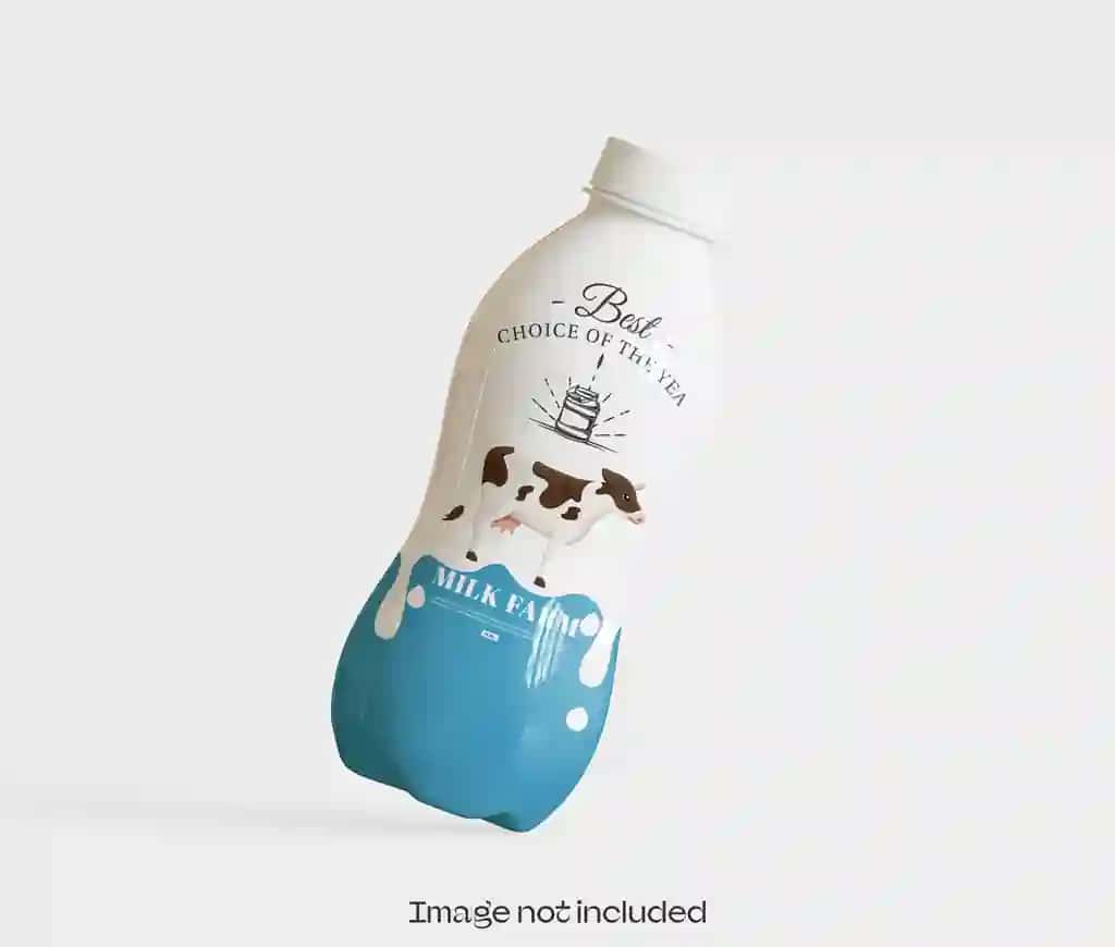 Sut shishasining maketi tahrirlanadigan psd fayli | Milk bottle mockup editable psd file