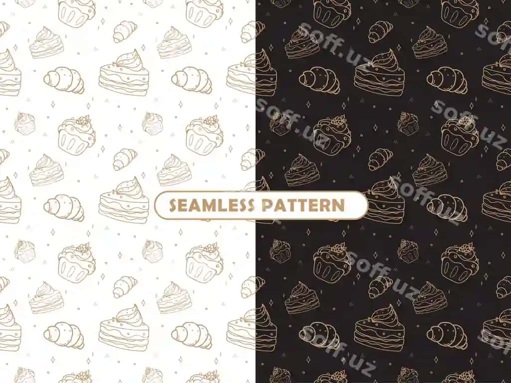 Bepul vektorli choksiz naqsh qo'lda chizilgan shirinliklar qandolat elementlari | Free vector seamless pattern hand drawn sweets confectionery elements