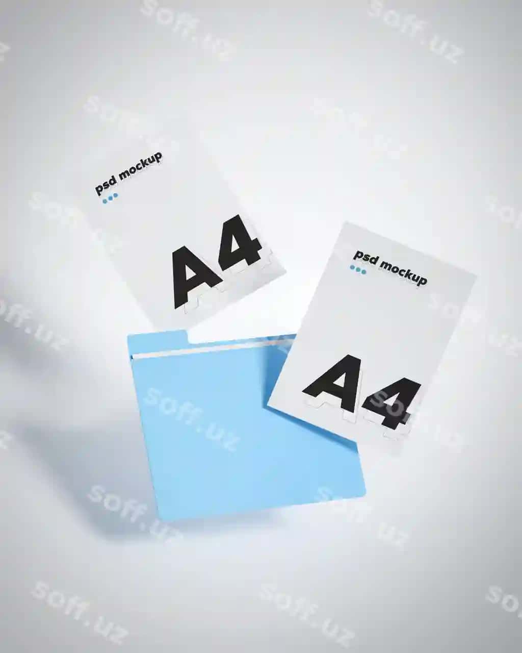 Ikki A4 qora paper folder fayl mockup vizualizatsiya oq fonda | Double a4 white paper folder file mockup visualization white background