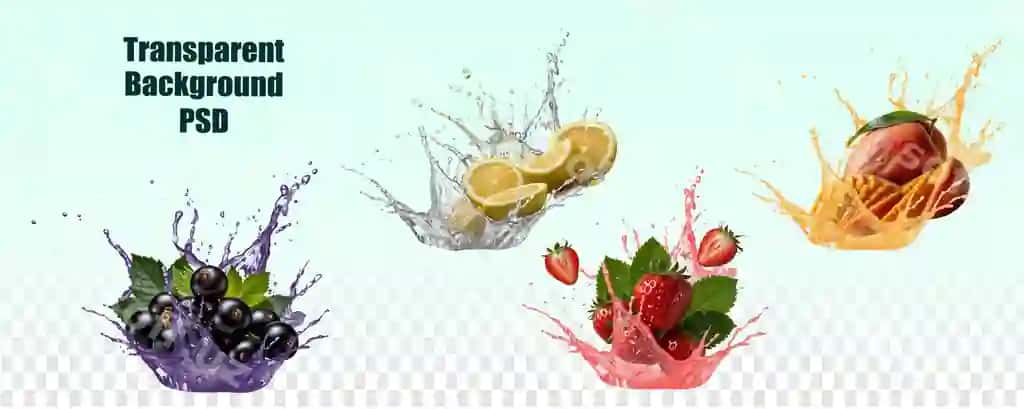 Belgilangan ko'k mango limonli qulupnay tomchilari portlash sharbati | Set blueberry mango lemon strawberry drops bursts juice