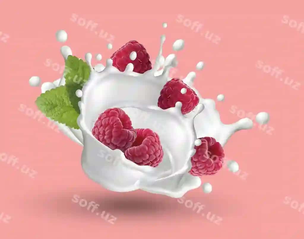 Yangi morenlar sutliq yoqurgi sulayi bilan | Fresh raspberries with milk yogurt splash
