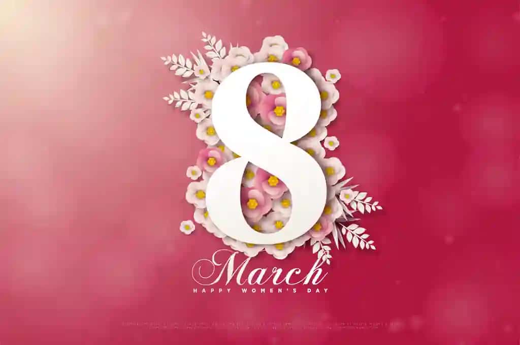 Raqamli gullar bilan 8 mart kartasi | March 8th card with numbers flowers