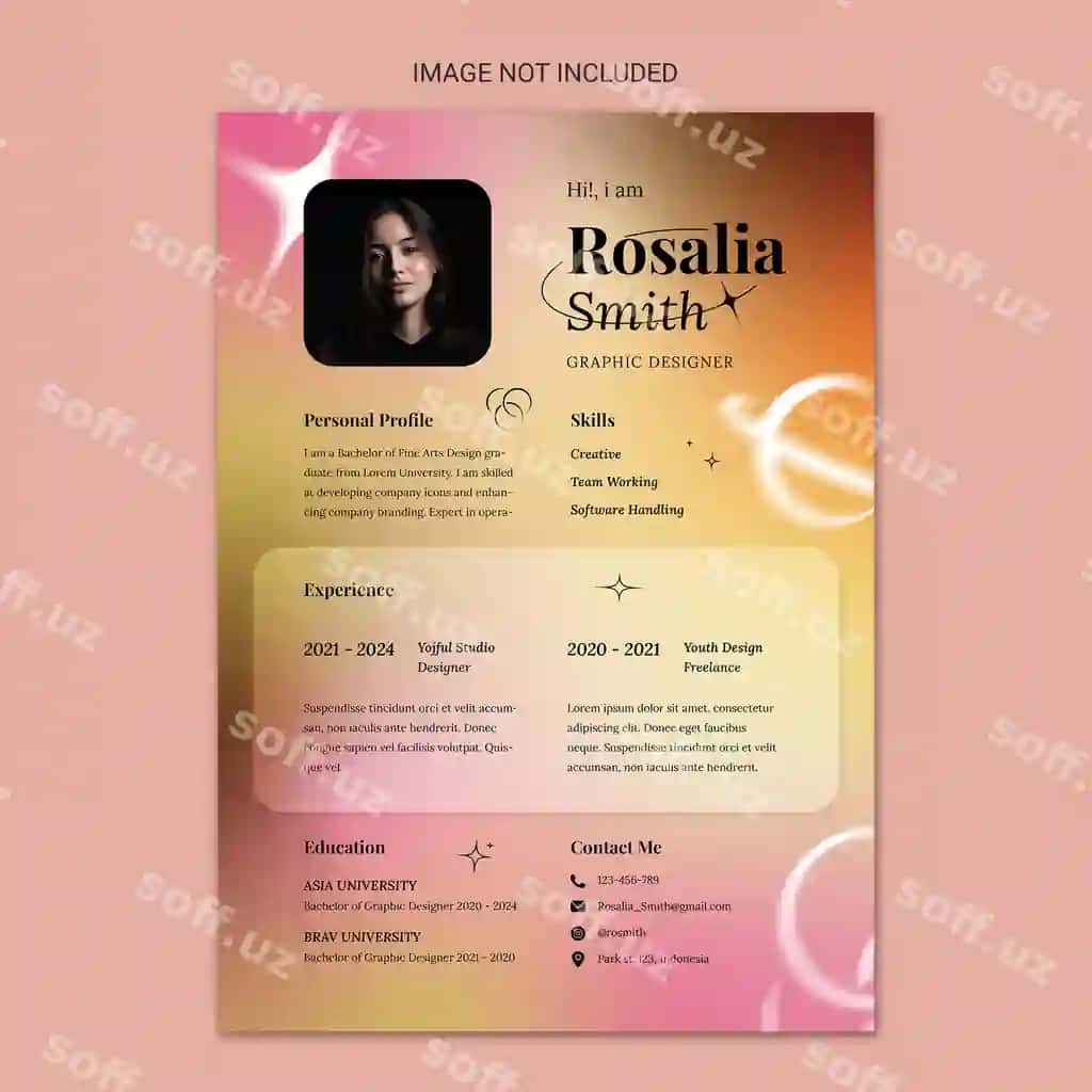 Zamonaviy minimalist grafik dizayner CV shabloni | Modern minimalist graphic designer cv resume template