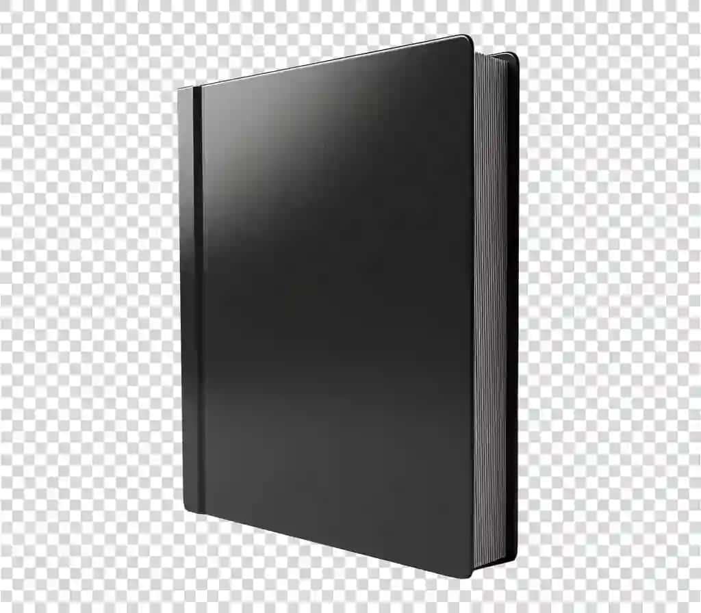 Qora kitob muqovasi maketi shaffof fon | Black book cover mockup transparent background
