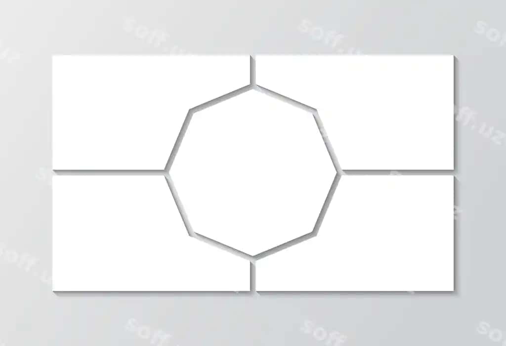 Olti burchakli markaziy kayfiyat taxtasi panjarali mozaik rasmlari bilan Moodboard tartibi | Moodboard layout with hexagon center mood board grid mosaic pictures