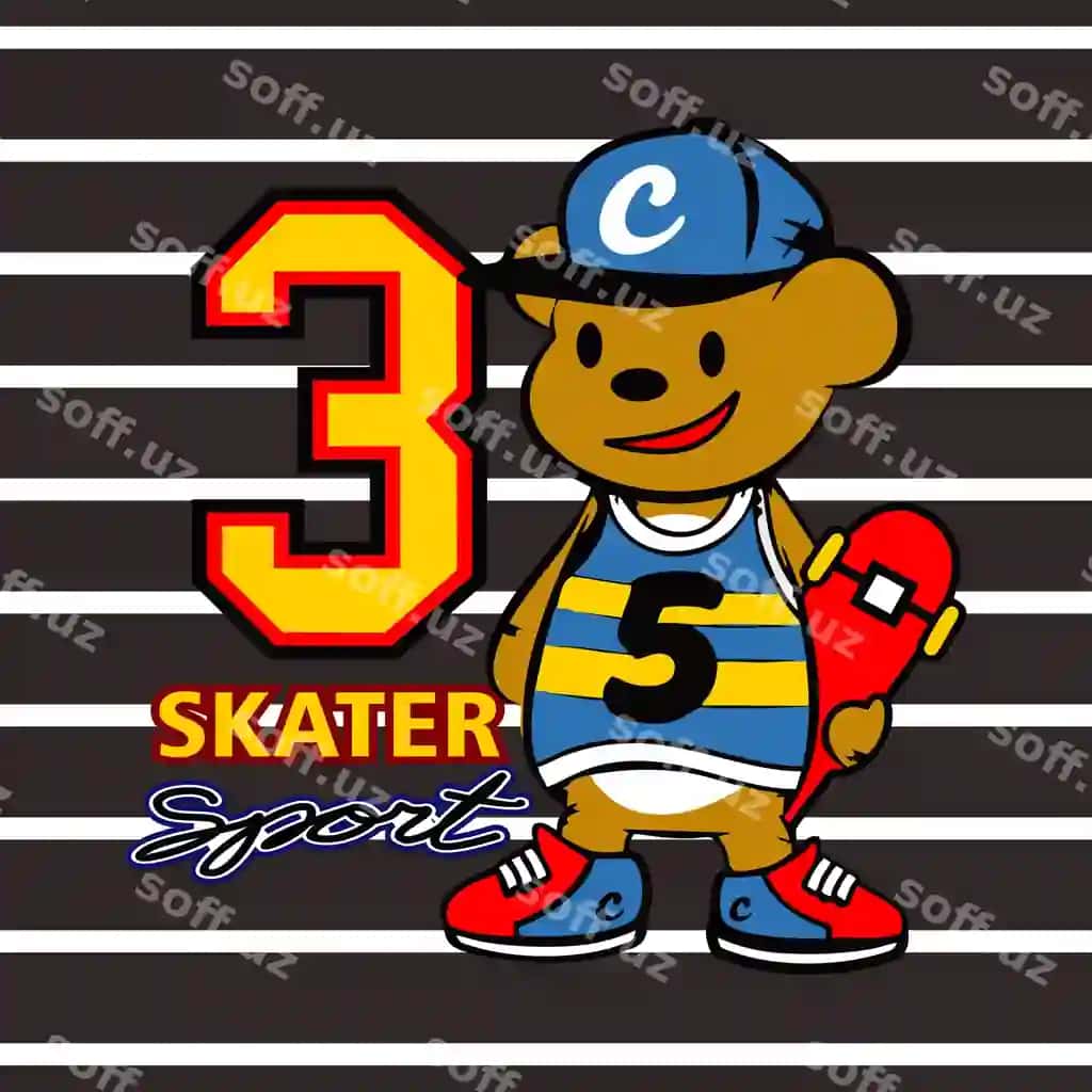 Skater ayiq dizayni karyunasiya vektor illustratsiyasi | Skater bear design cartoon vector illustration