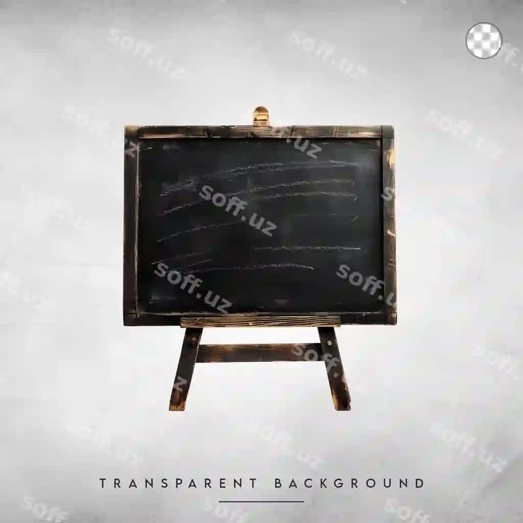 Bo'sh yog'och maktab doskasi izolyatsiya qilingan shaffof fon | Blank wooden school blackboard isolated transparent background