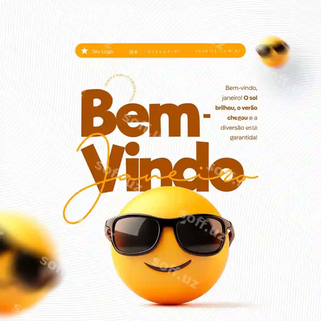 Xush kelibsiz yanvar salom ijtimoiy tarmoqlar uchun tahrir qilish mumkin bo'lgan PSD xush kelibsiz yanvar | Bem vindo janeiro saudacao social media psd editavel welcome january