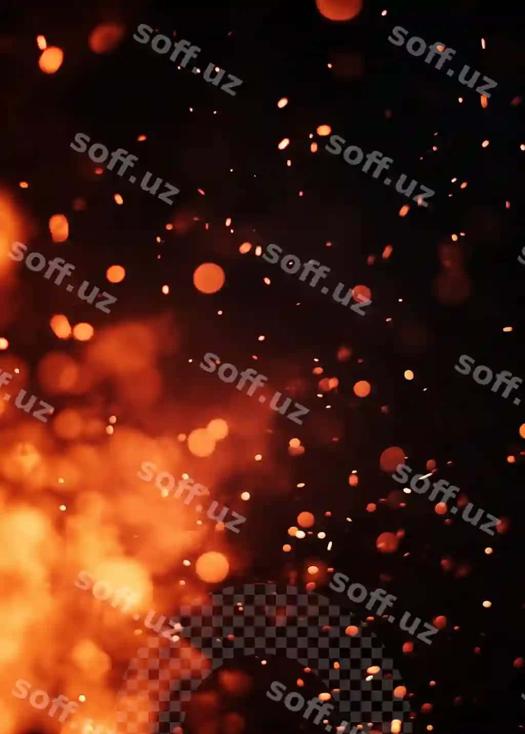 Qorong'i xonada yonmoqda olov, flamlar, qora oq kletkali ipak | Fire burning dark room with flames black white checkered cloth