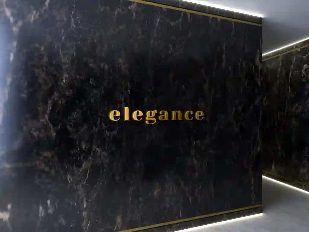 3D logotip belgisi maketi oqlangan qora marmar devor interyeri | 3d logo sign mockup elegant black marble wall interior