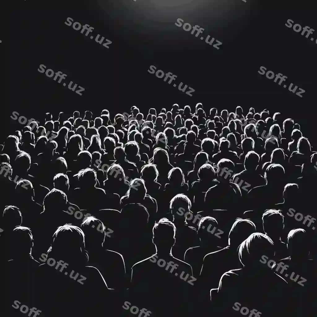 Tomoshabinlar fonida katta auditoriya bo'lgan qorong'u xonada olomon odamlar | Crowd people dark room with large audience background