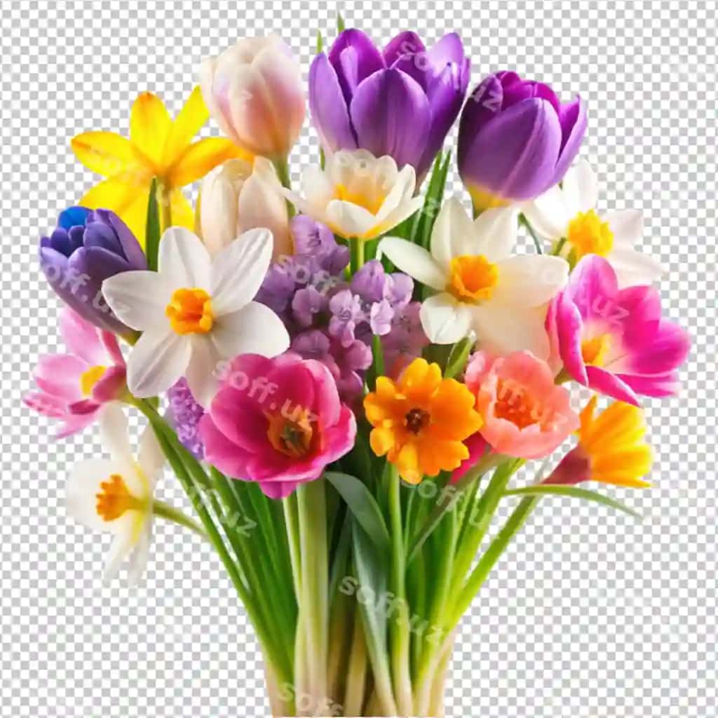 Bahor gullari orqali ochiq fonga ajratilgan | Spring flowers isolated transparent background