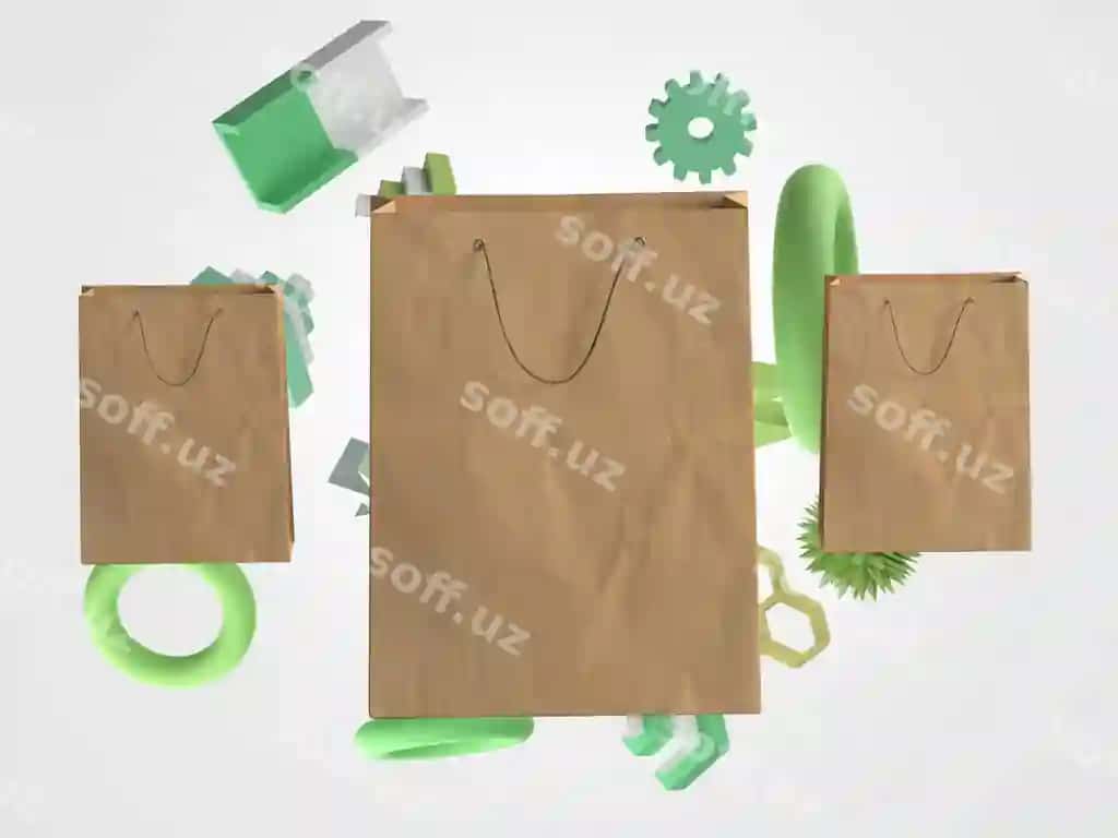 Abstrakt namuna mahsulotlar savatlar bilan | Abstract mock up merchandise with shopping bags