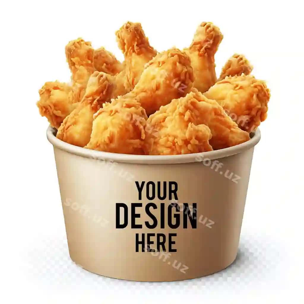 Tovuq qovurilgan qog'ozli varaq ochiq oq fonda transparent fonpng | Fried chicken paper bucket isolated transparent white backgroundpng