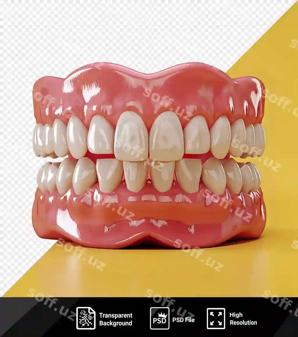 Ajoyib protez tirmoqlari namunasi, insonlar ogʻri, sariq fonda | Awesome denture mockup humans mouth yellow background