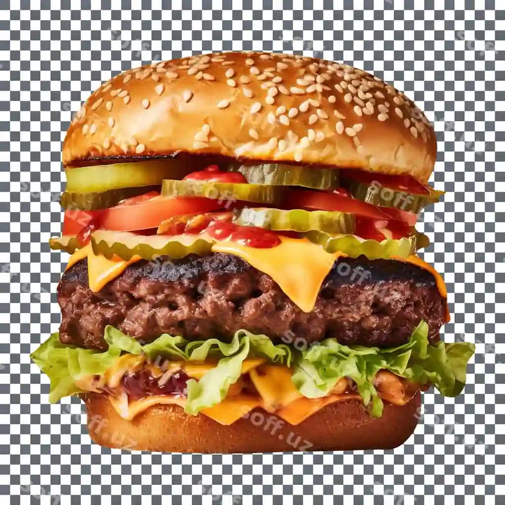 Mazali chipotle burger ajraltirilgan shaffof fonda | Tasty chipotle burger isolated transparent background