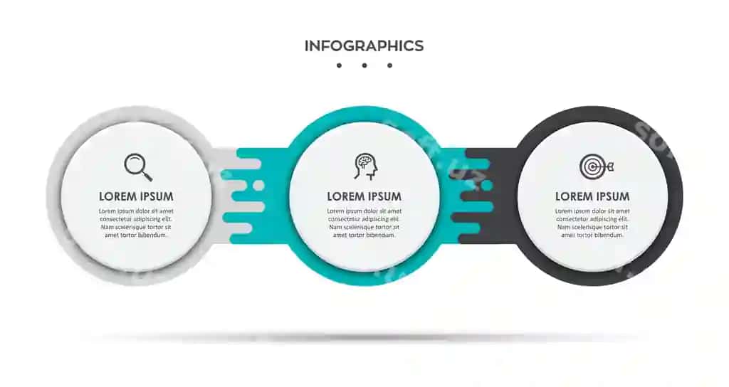 Infografika etiketka dizayn shabloni ikonkalar bilan 3 variantlar bosqichlari | Infographic label design template with icons 3 options steps