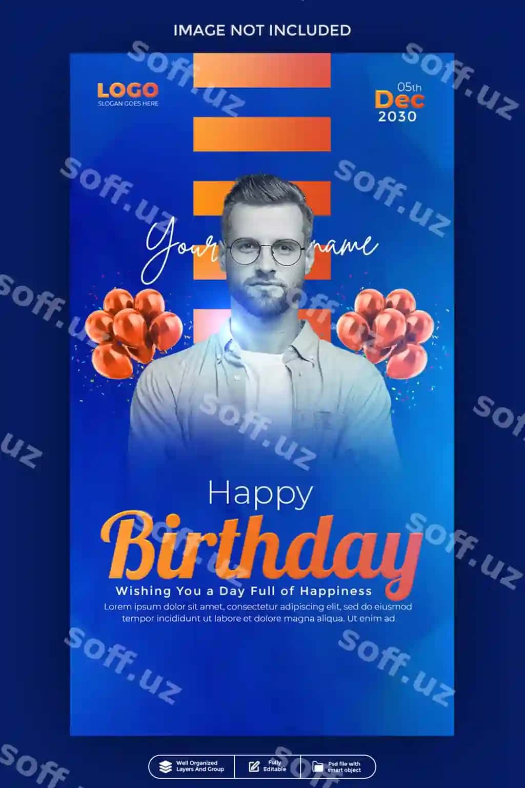 Tug'ilgan kuningiz bilan tabriklash uchun pochta kartasi hikoya shabloni | Happy birthday greeting celebration post card story template