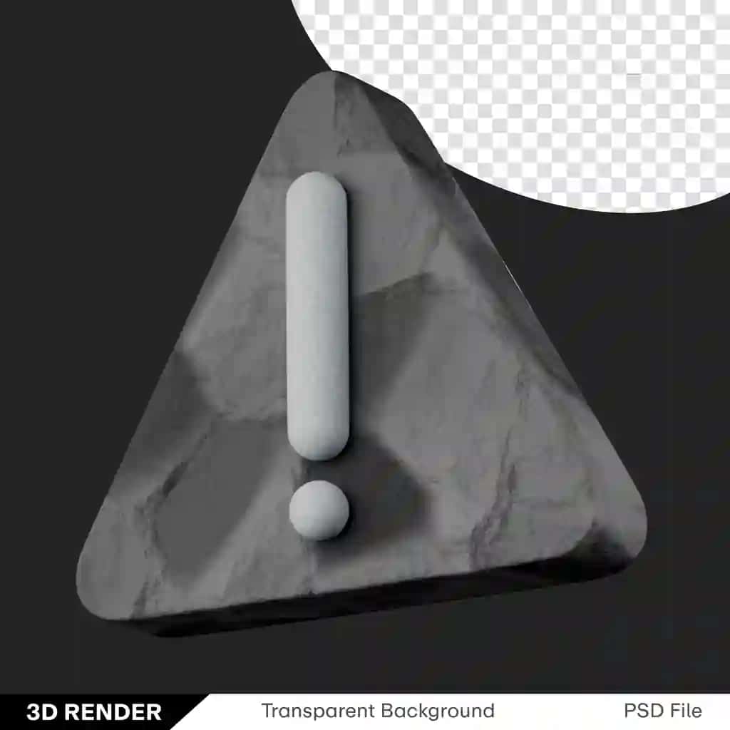 Undov belgisi tosh 3d png shaffof tasvir | Exclamation mark stone 3d png transparent image