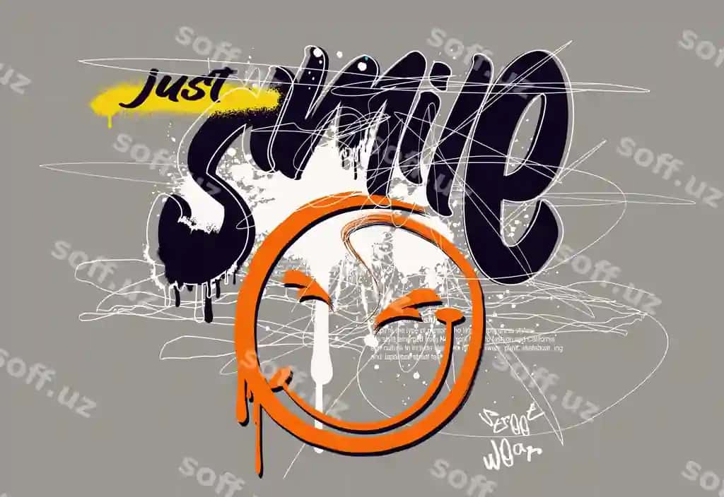 Vektorli tabassum illyustratsiyasi dizayn grafikasi futbolka bosmalarining eriydigan nusxalari | Vector smile illustration design graphics tshirt prints melting