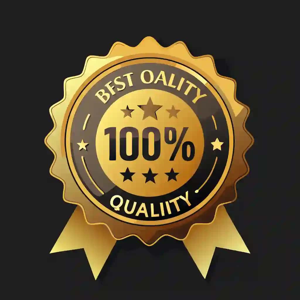 Eng yaxshi sifatli sifatli sifat so'zlari bilan oltin qora nishon | Gold black badge with words best quality quality quality quality