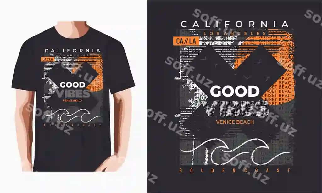 Yaxshi vibes kaliforniya plyaj palma futbolka | Good vibes california beach palm t shirt