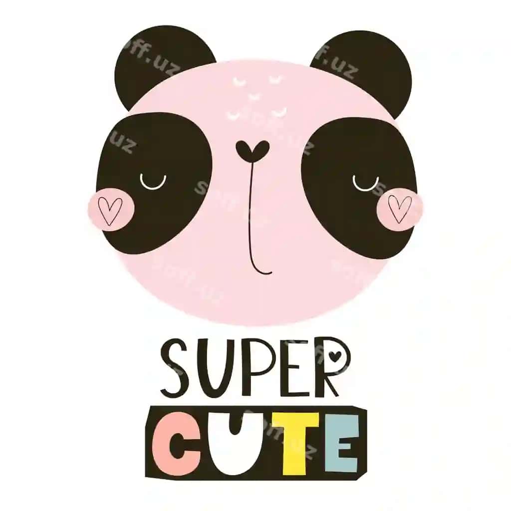 Juda chiroyli karikatura panda qo'l chiziqlari dekorativ elementlari | Super cute cartoon panda hand drawing lettering decorative elements
