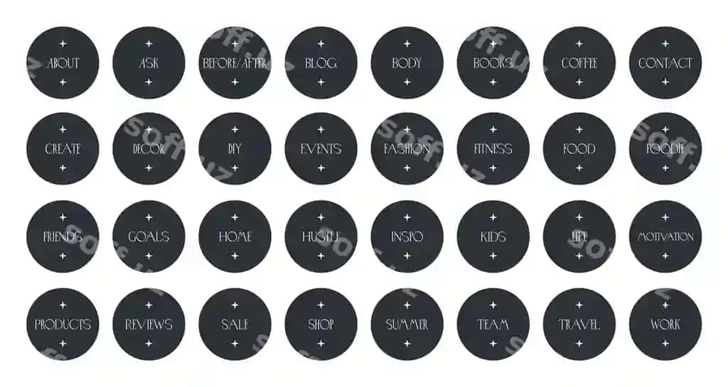 Ijtimoiy tarmoqlardagi hikoyalar fonida qora doiralar bor | Social media stories background with black circles highlights solid