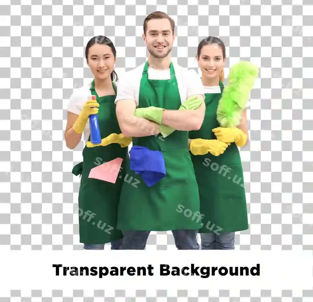 Tozalash xizmati guruh tozalovchi shaffof orqa fon | Cleaning service team cleaner transparent background