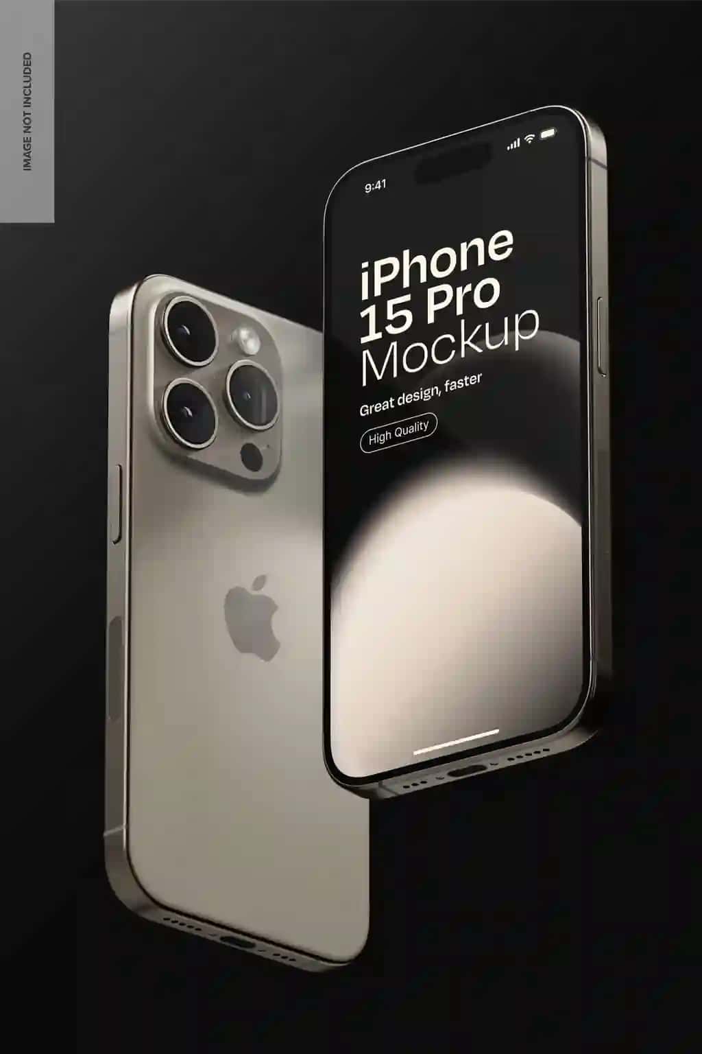 Toʻq rangli iPhone 15 pro maketi suzuvchi | Dark iphone 15 pro mockup floating