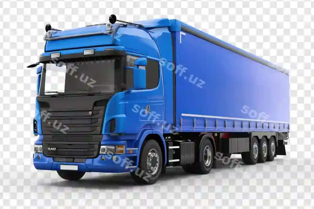 3d render ko'k yevro yuk avtomobili shaffof fon psd | 3d render blue euro truck transparency background psd